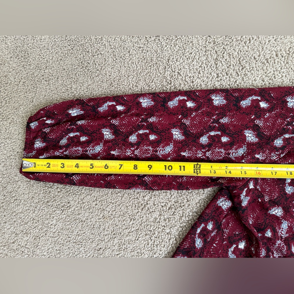 West Kei Burgundy Patterned Blouse • Elegant Print • Size S - Picture 7 of 10